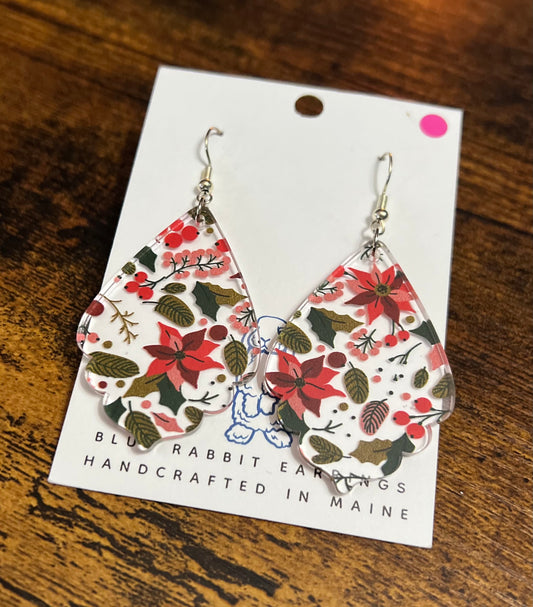 Acrylic Poinsettia Earrings