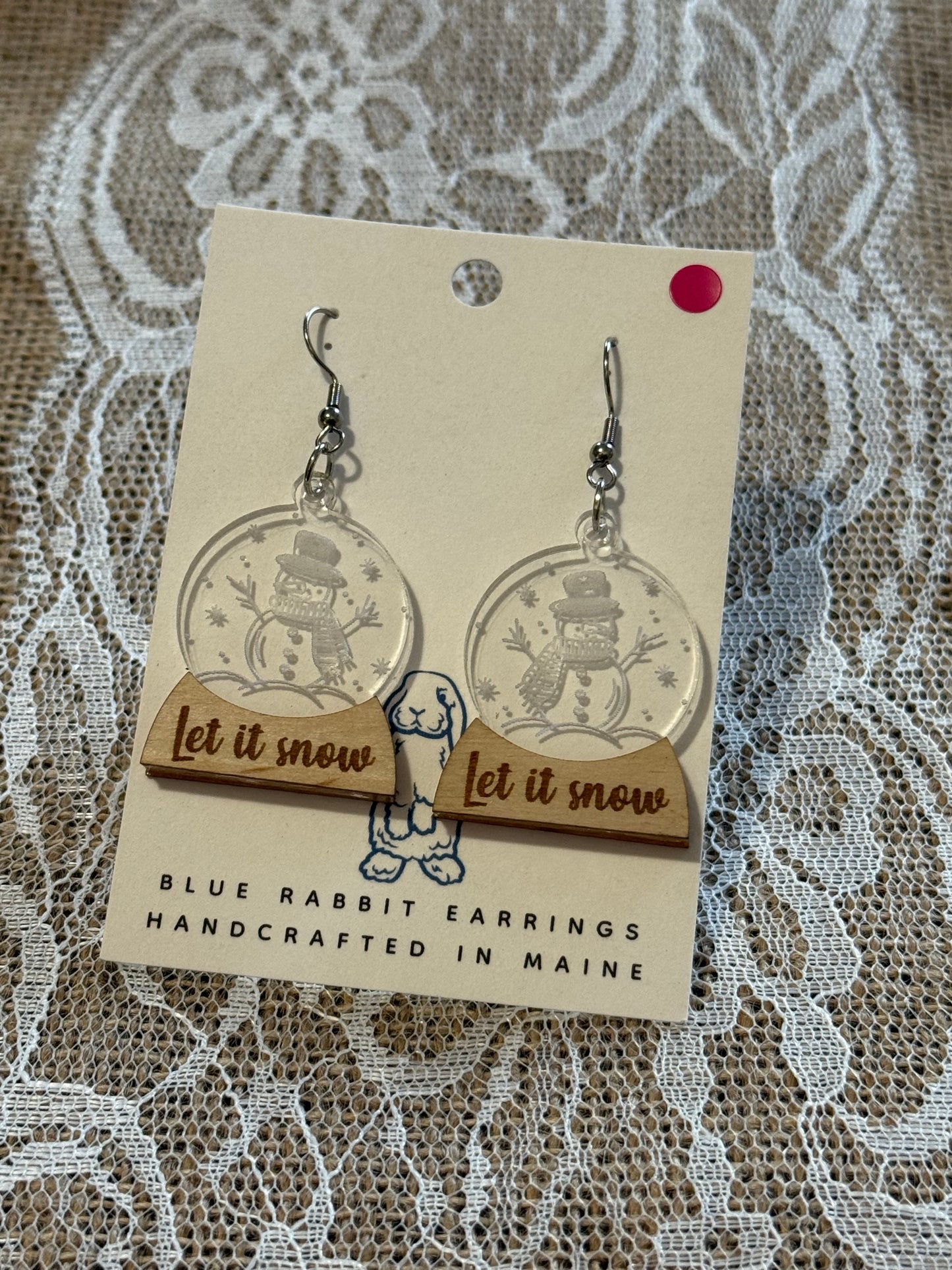 Acrylic Snowman Globe Earrings