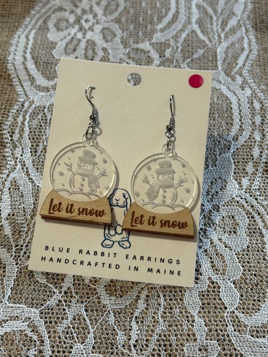 Acrylic Snowman Globe Earrings