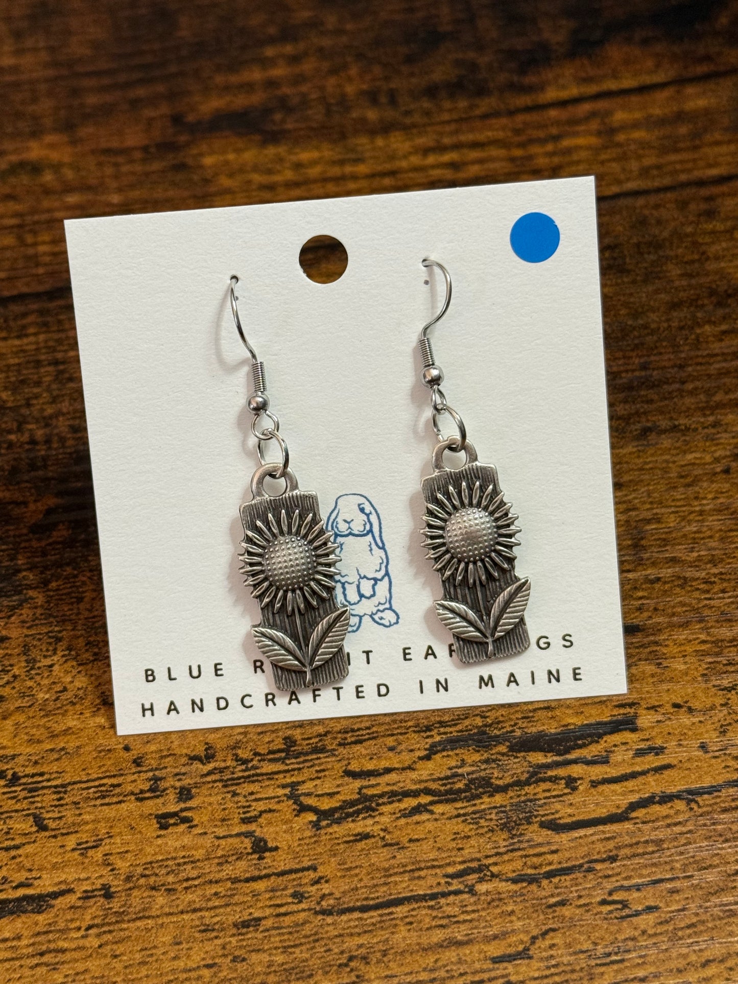 Antique Silver Sunflower Earrings