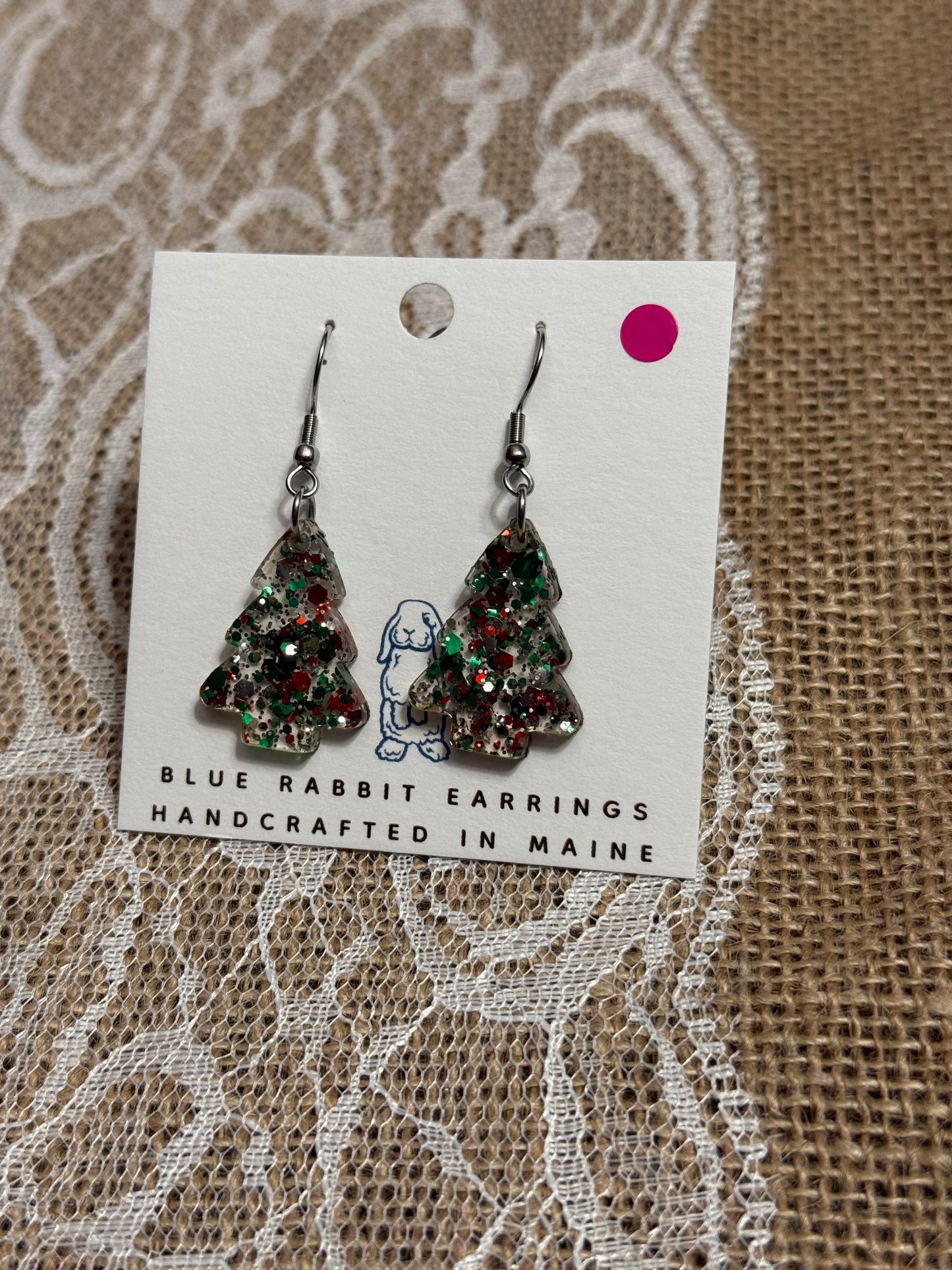 Acrylic Glitter Tree Earrings