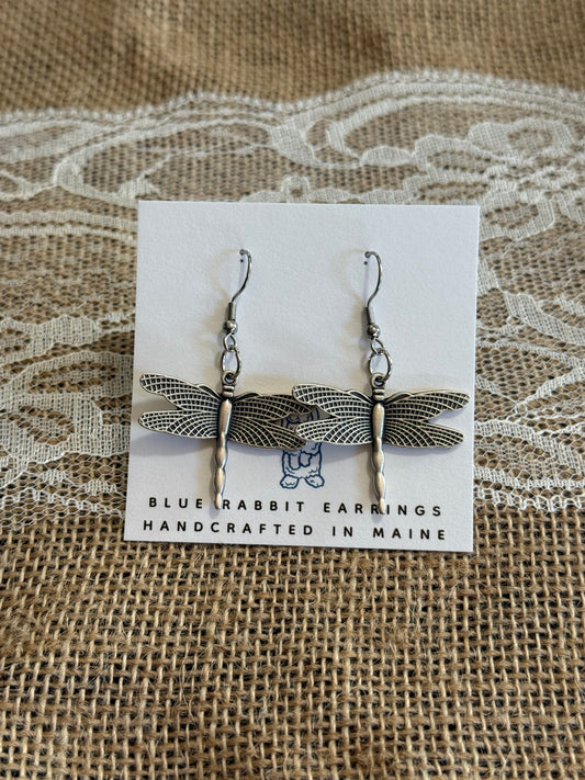 Antique Silver Dragonfly Earrings
