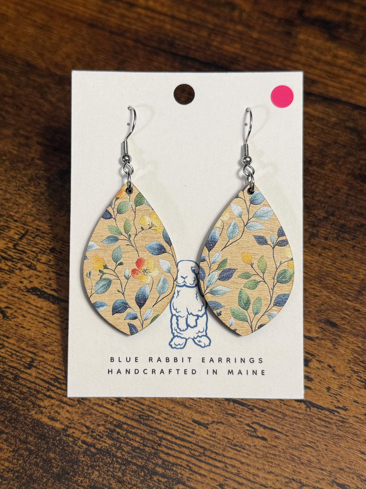 Wood Floral Print Earrings