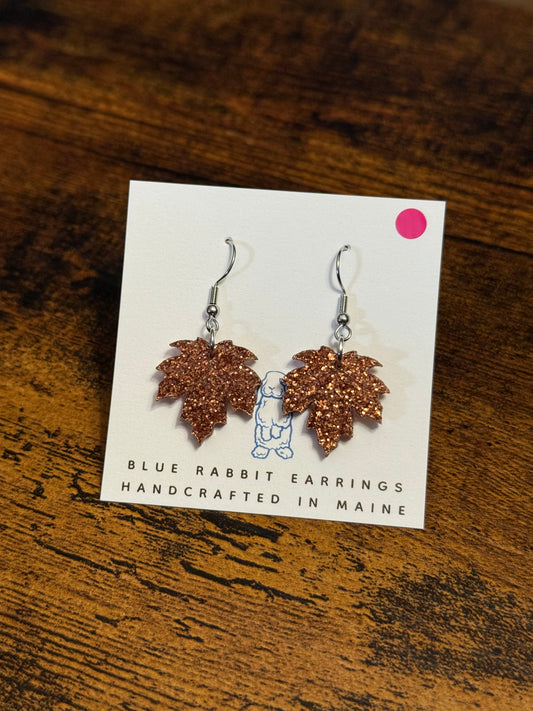 Acrylic Pumpkin Spice Leaf Earrings
