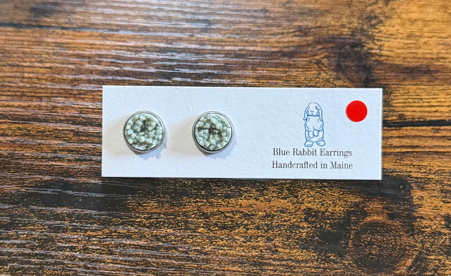 Sage Druzy Studs 10mm