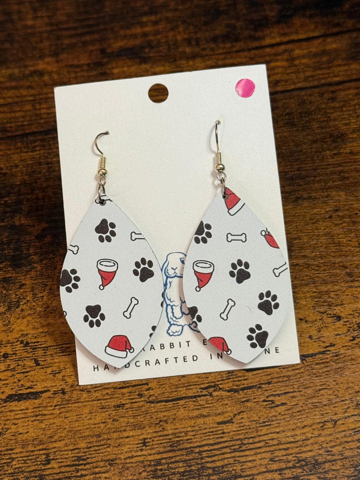 Acrylic Christmas Paw Earrings