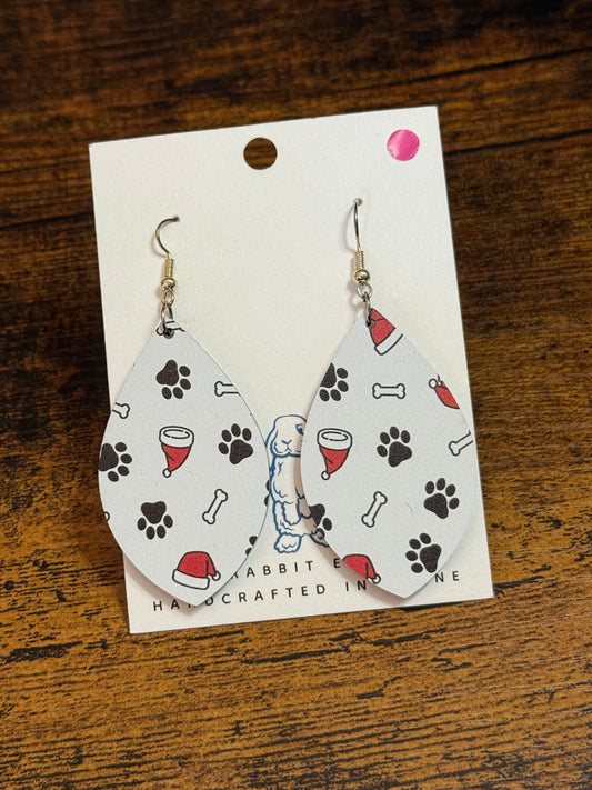 Acrylic Christmas Paw Earrings