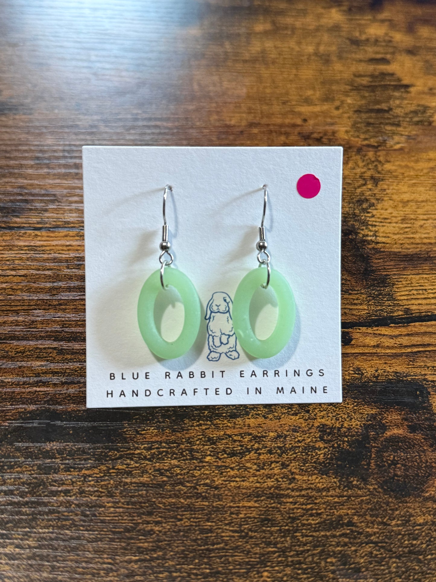 Green oval Sea glass Earrings