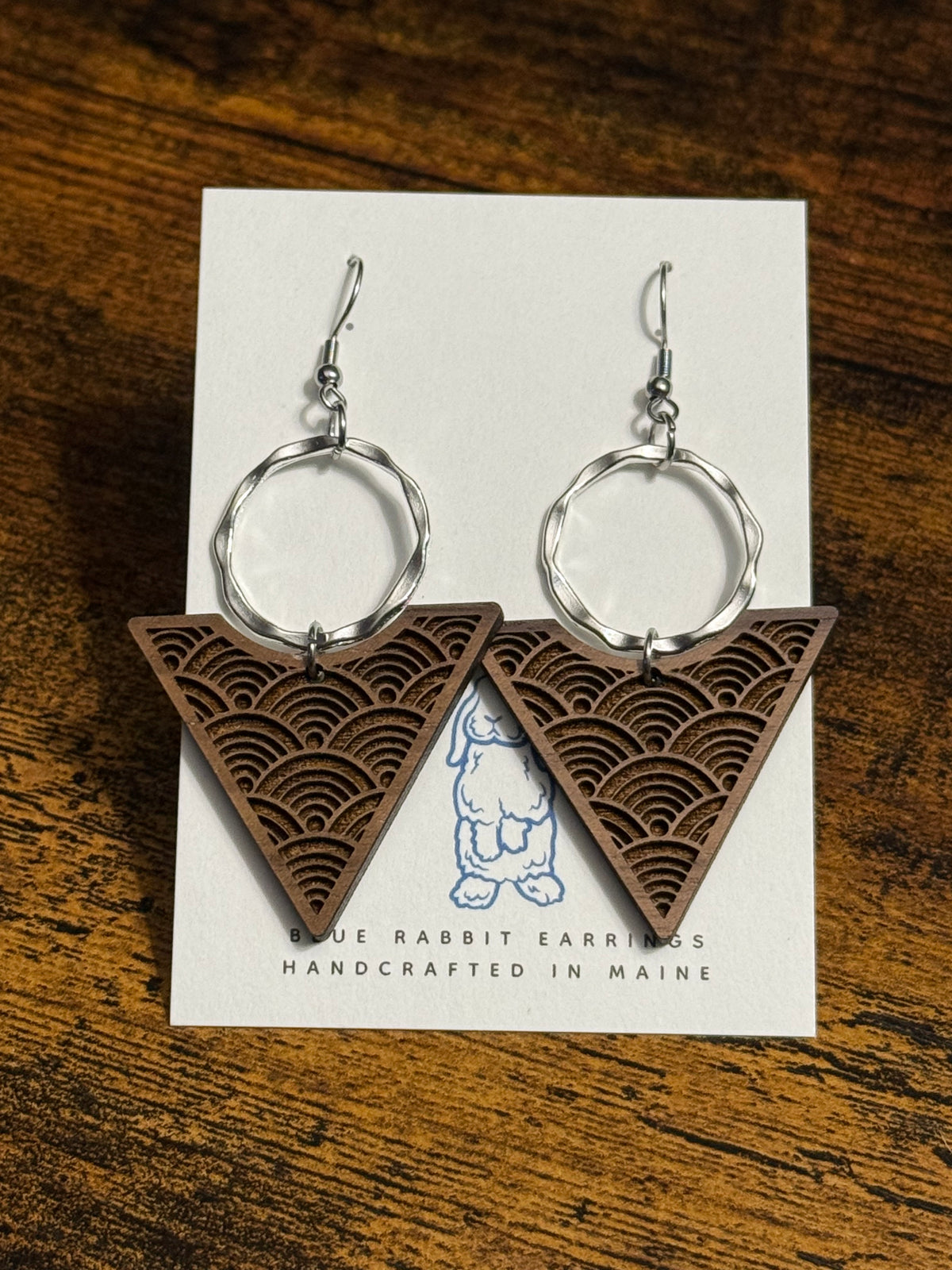 Walnut Triangle Earrings