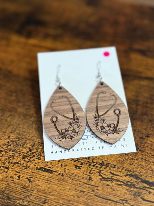 Walnut Stethoscope Earrings
