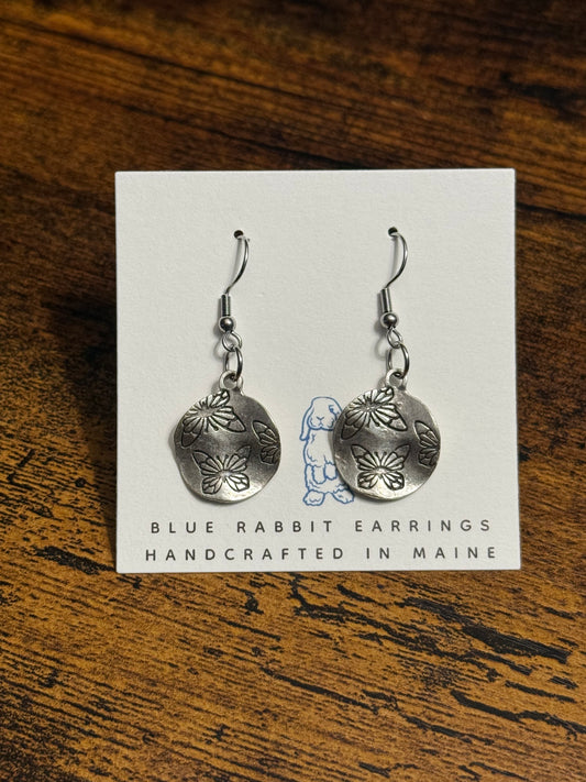 Antique Silver Butterfly Earrings