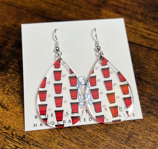 Acrylic Red Cup Earrings