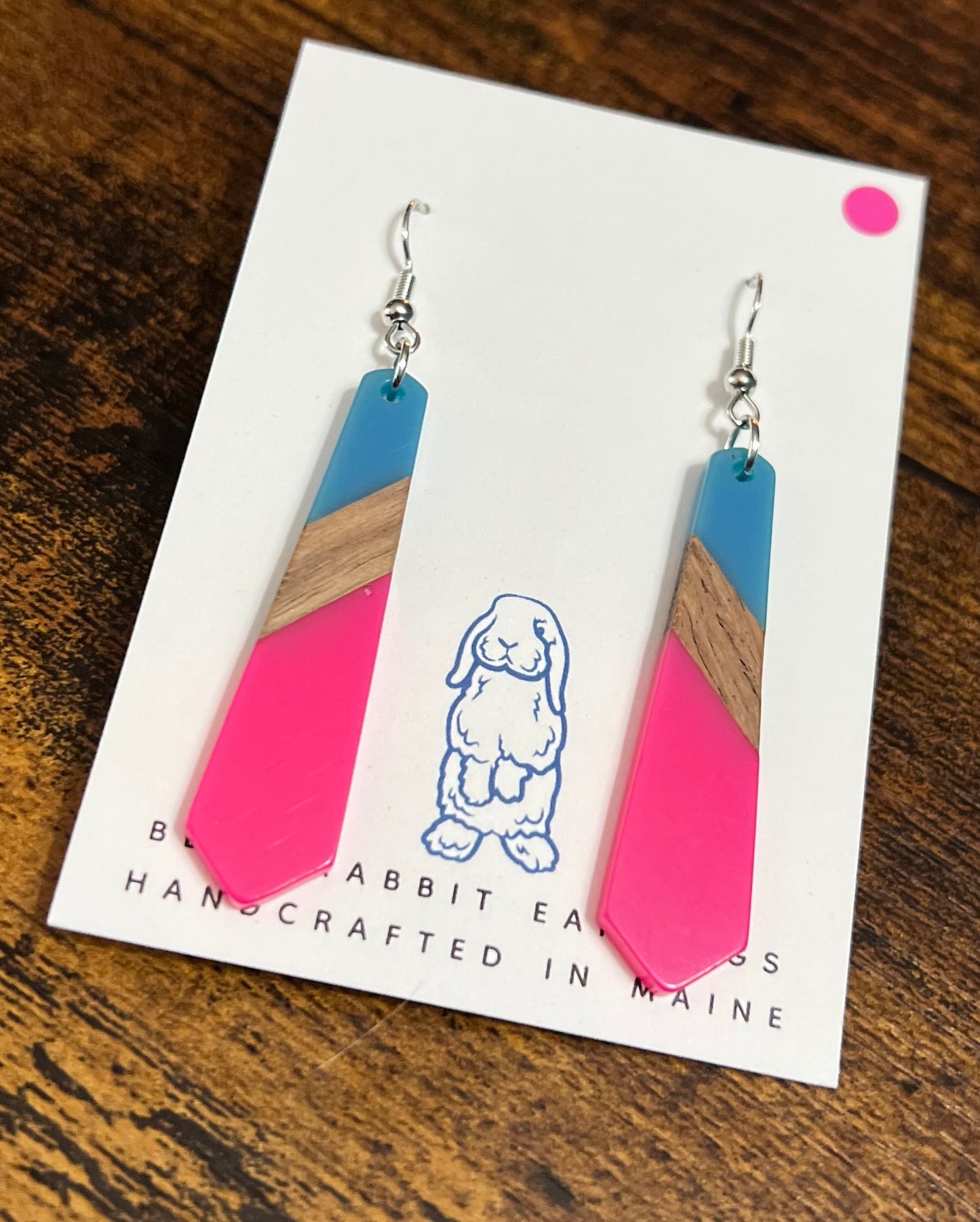 Acrylic Blue & Pink Hexagon Earrings