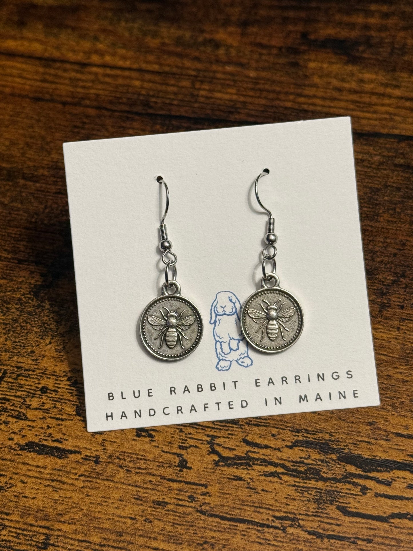 Antique Silver Bee Earrings