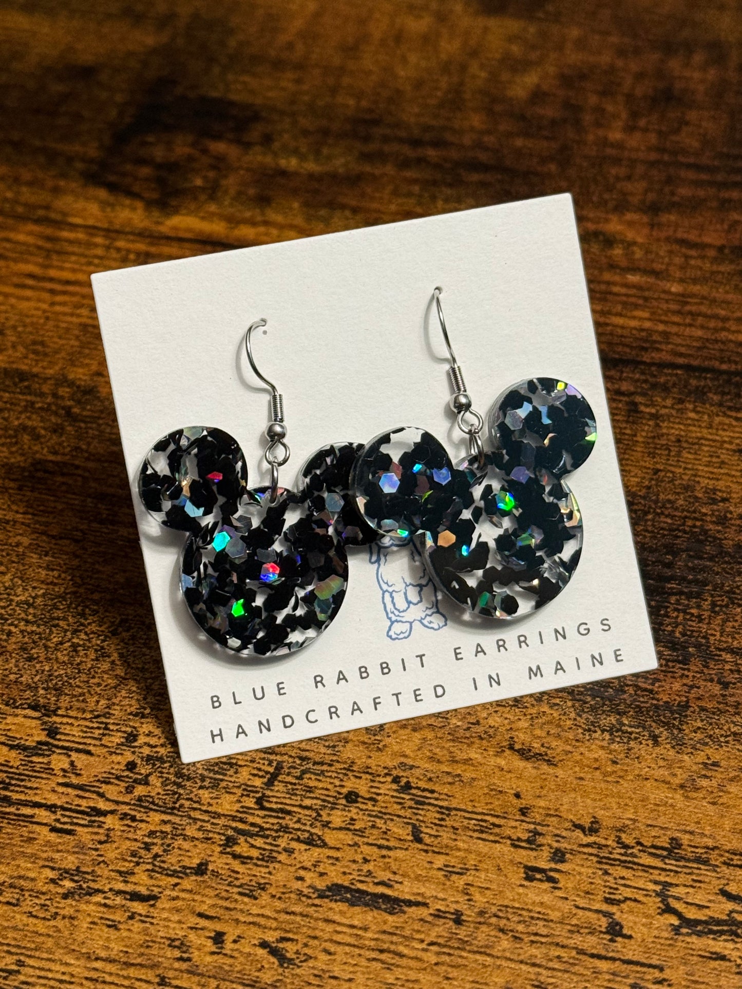 Acrylic Glitter Mouse Earrings