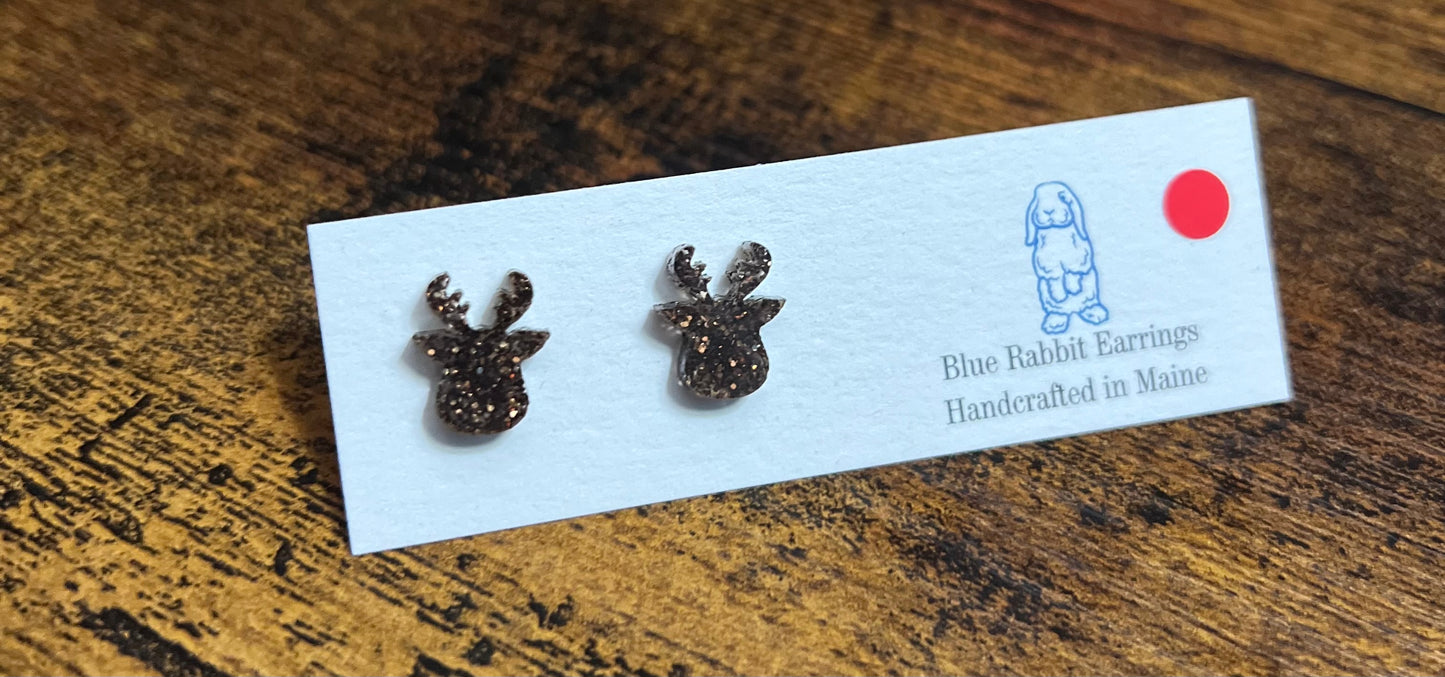 Acrylic Reindeer Studs