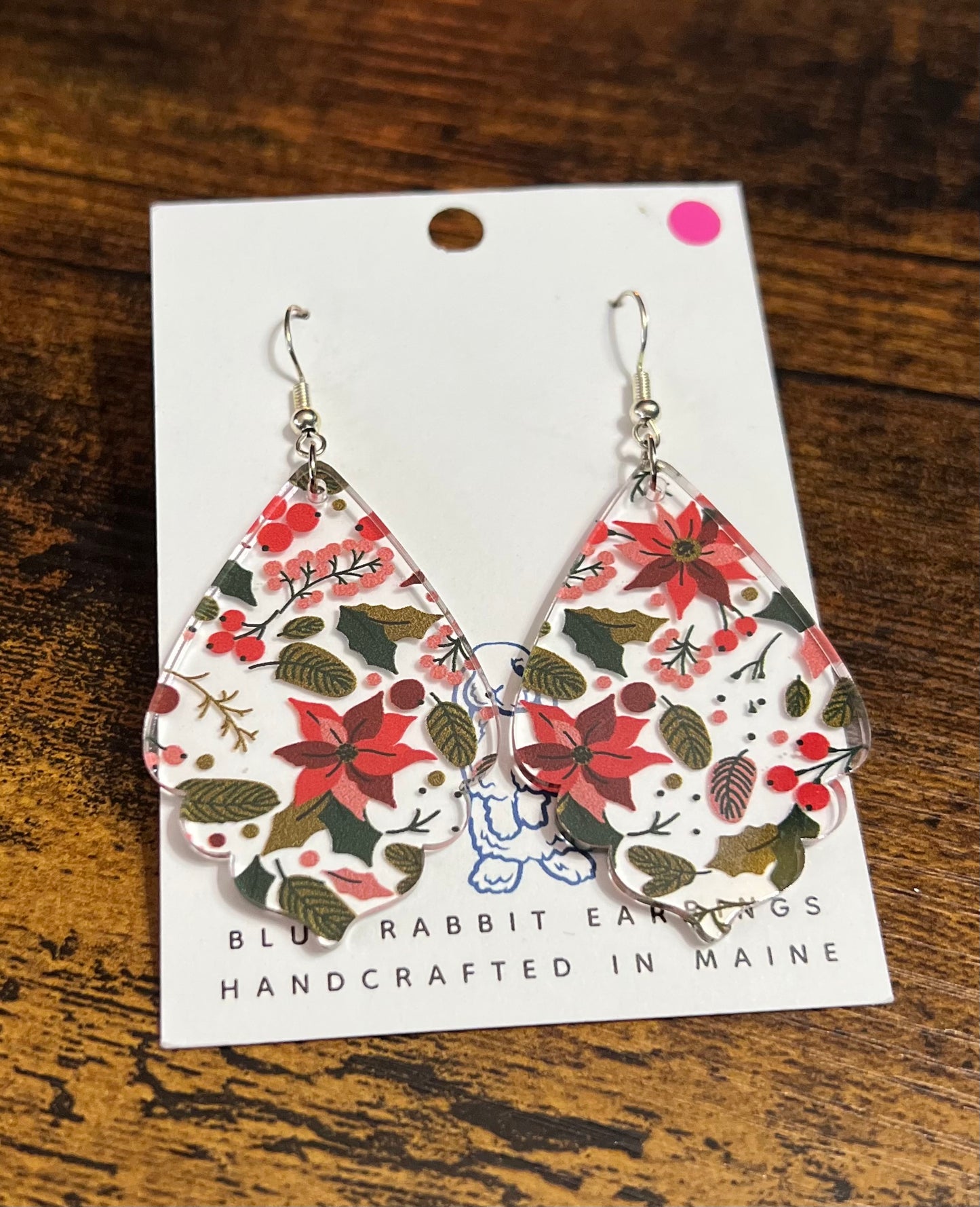 Acrylic Poinsettia Earrings