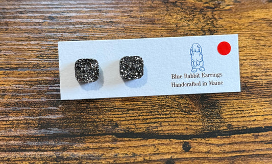 Gray Square Druzy Studs 10mm