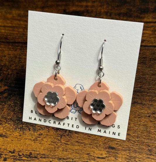 Acrylic Peach Blush Flower Earrings
