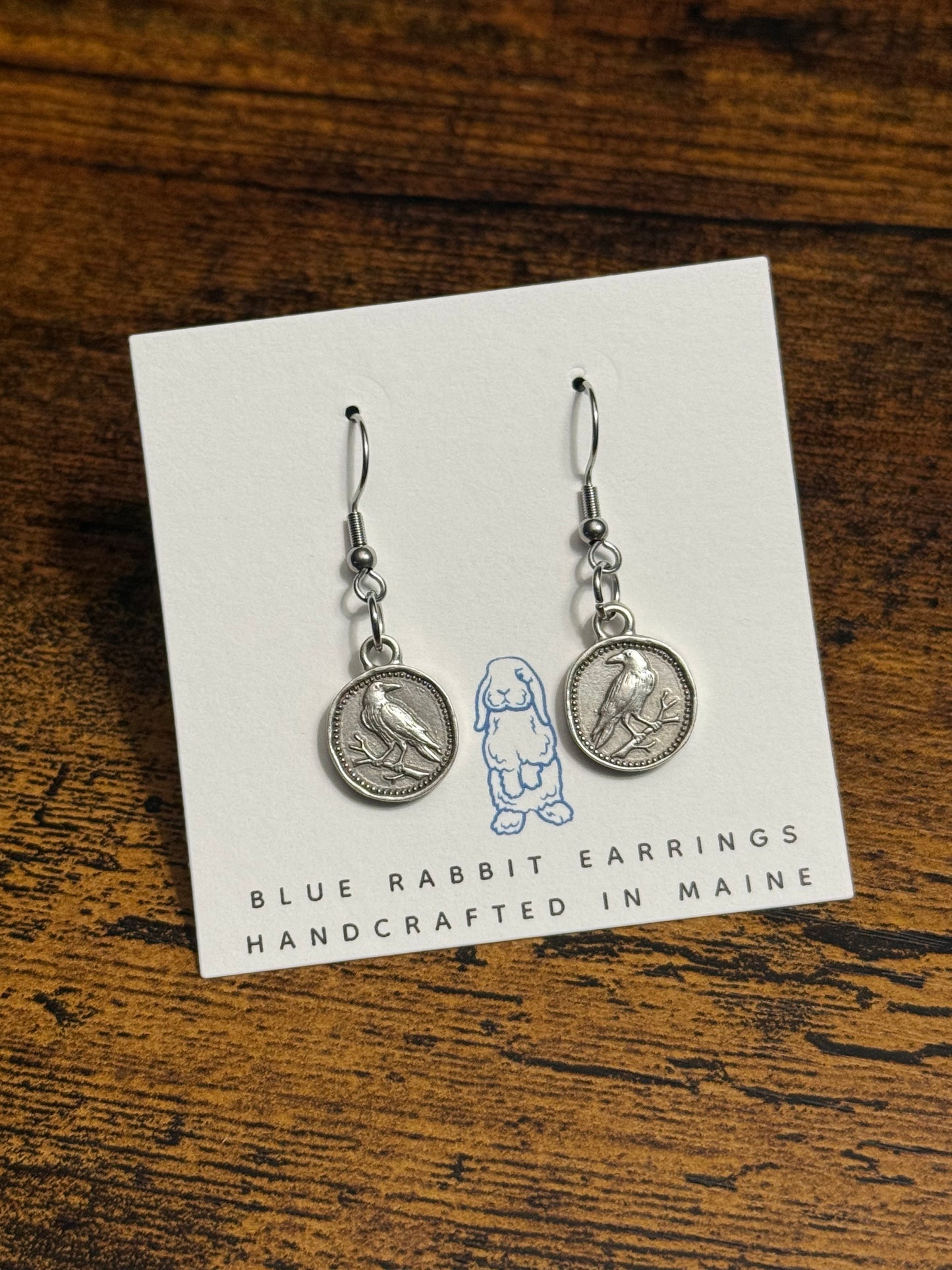 Antique Silver Raven Earrings