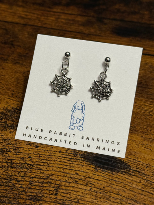 Antique Silver Spiderweb Earrings