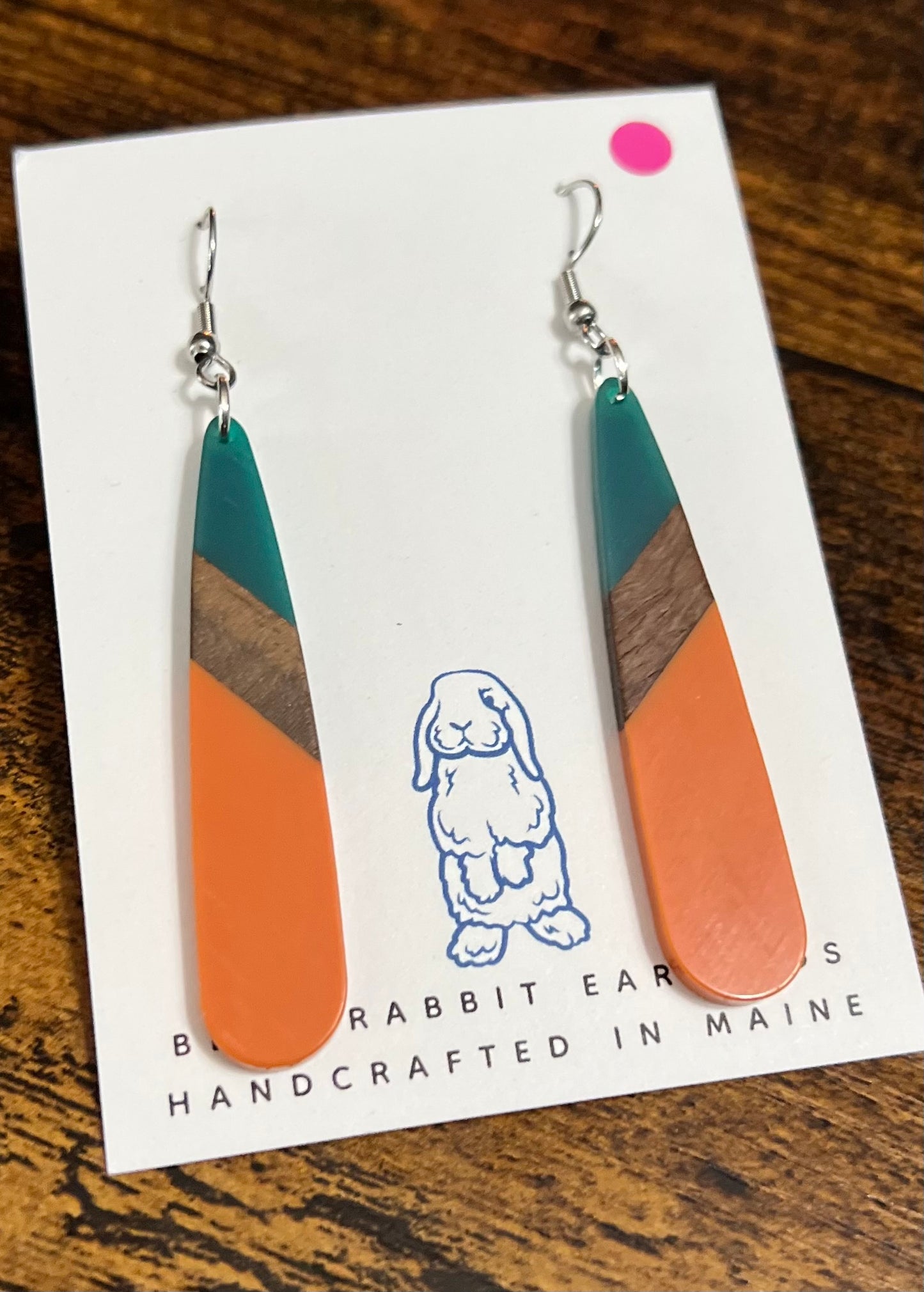 Acrylic Coral & Teal Teardrop Earrings