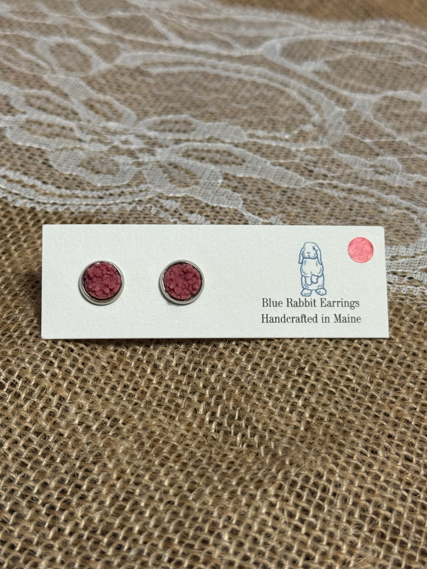 Salmon Colored Druzy Studs 8mm