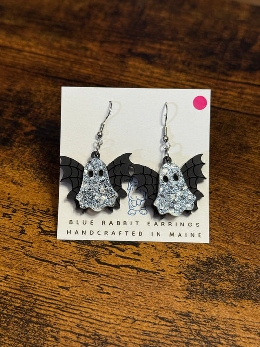 Acrylic Ghost Bat Fairy Earrings
