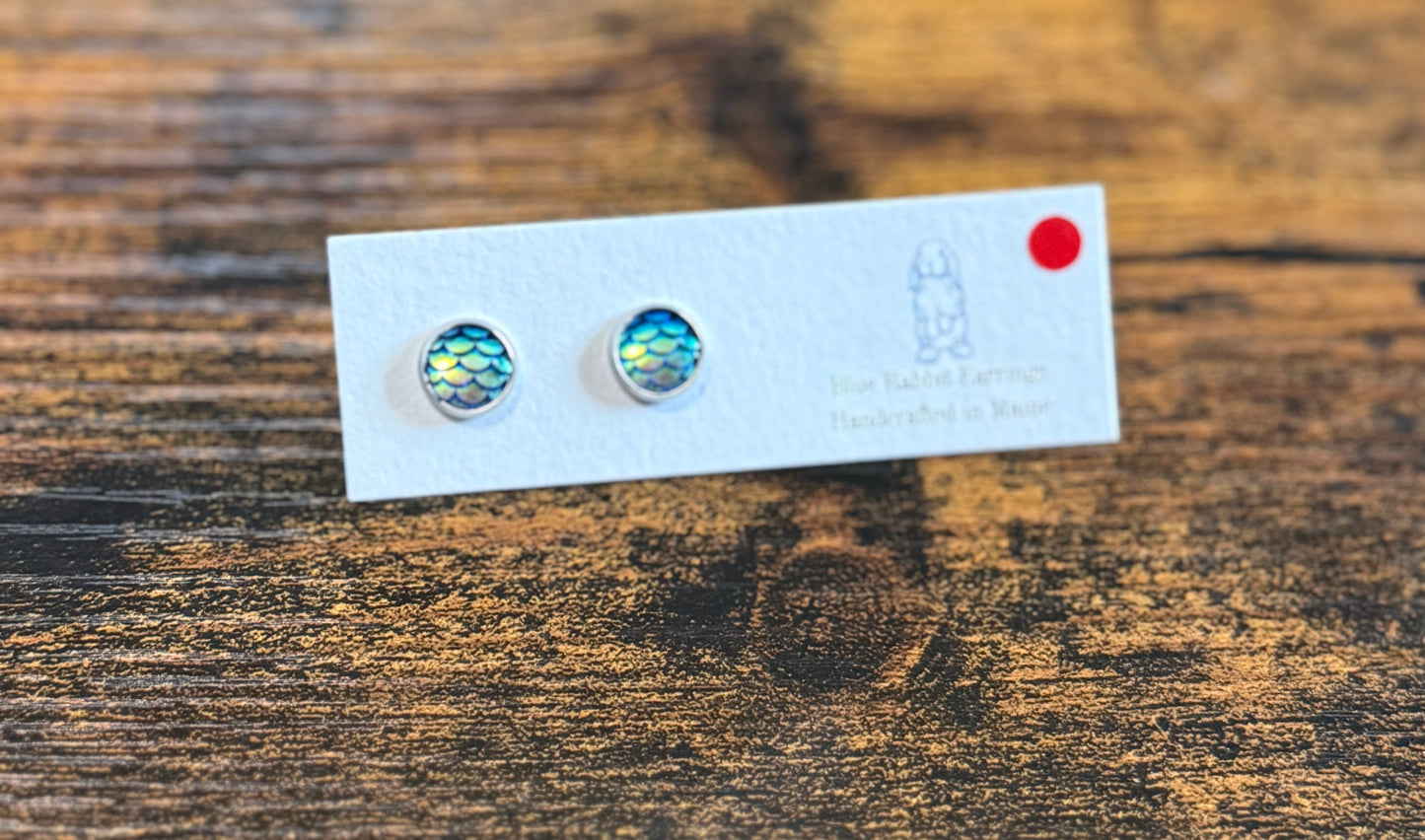 Blue Mermaid Studs 8mm