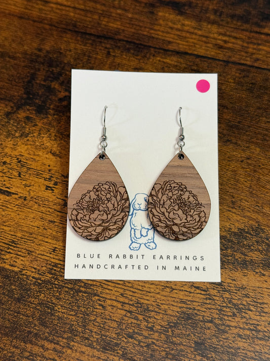 Walnut Peony Earrings