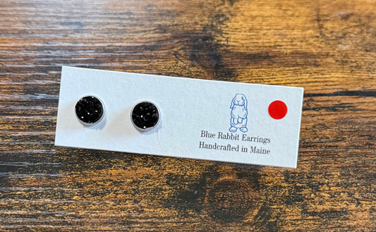 Black Druzy Studs 8mm