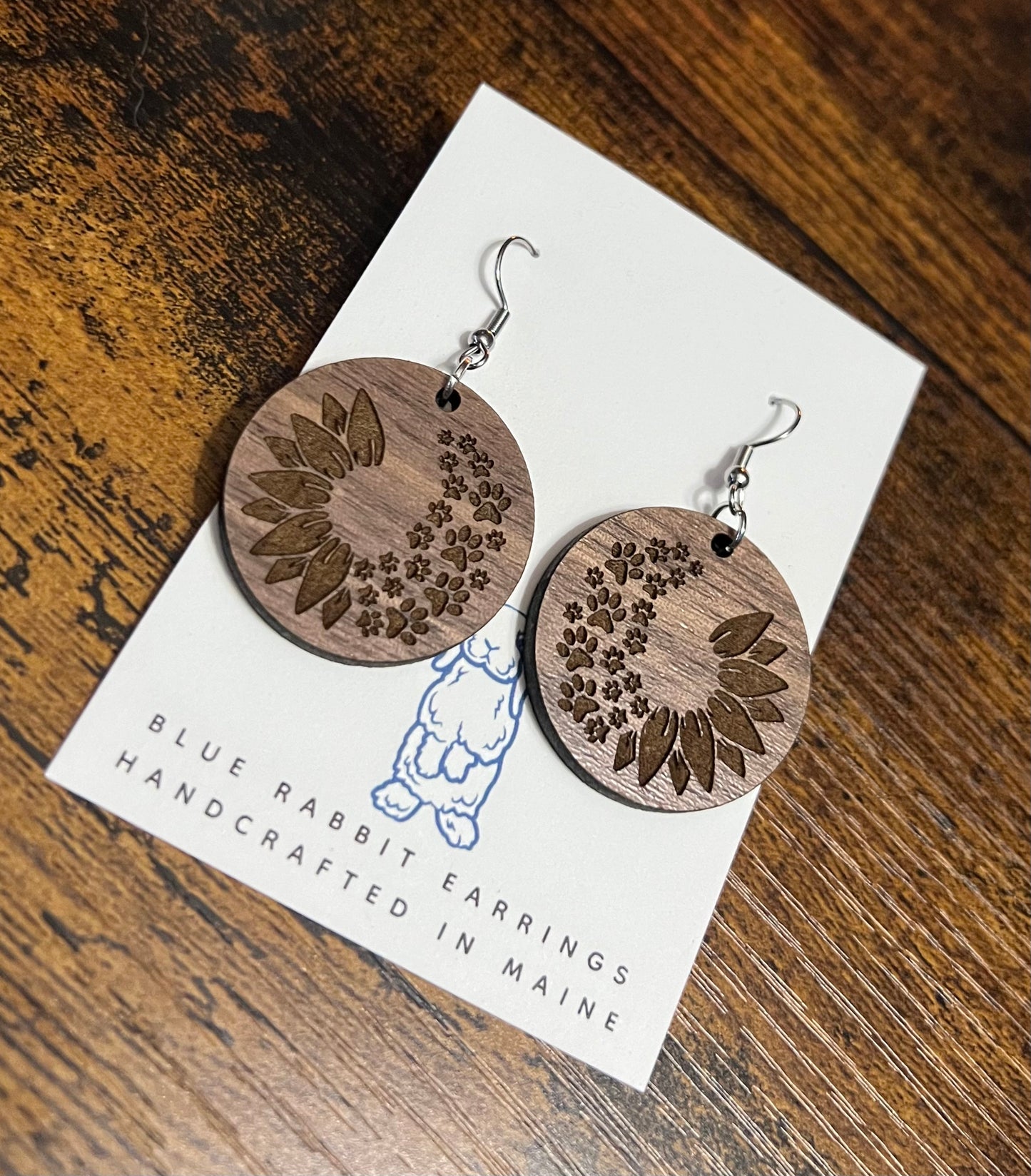 Walnut Paw Print Earrings