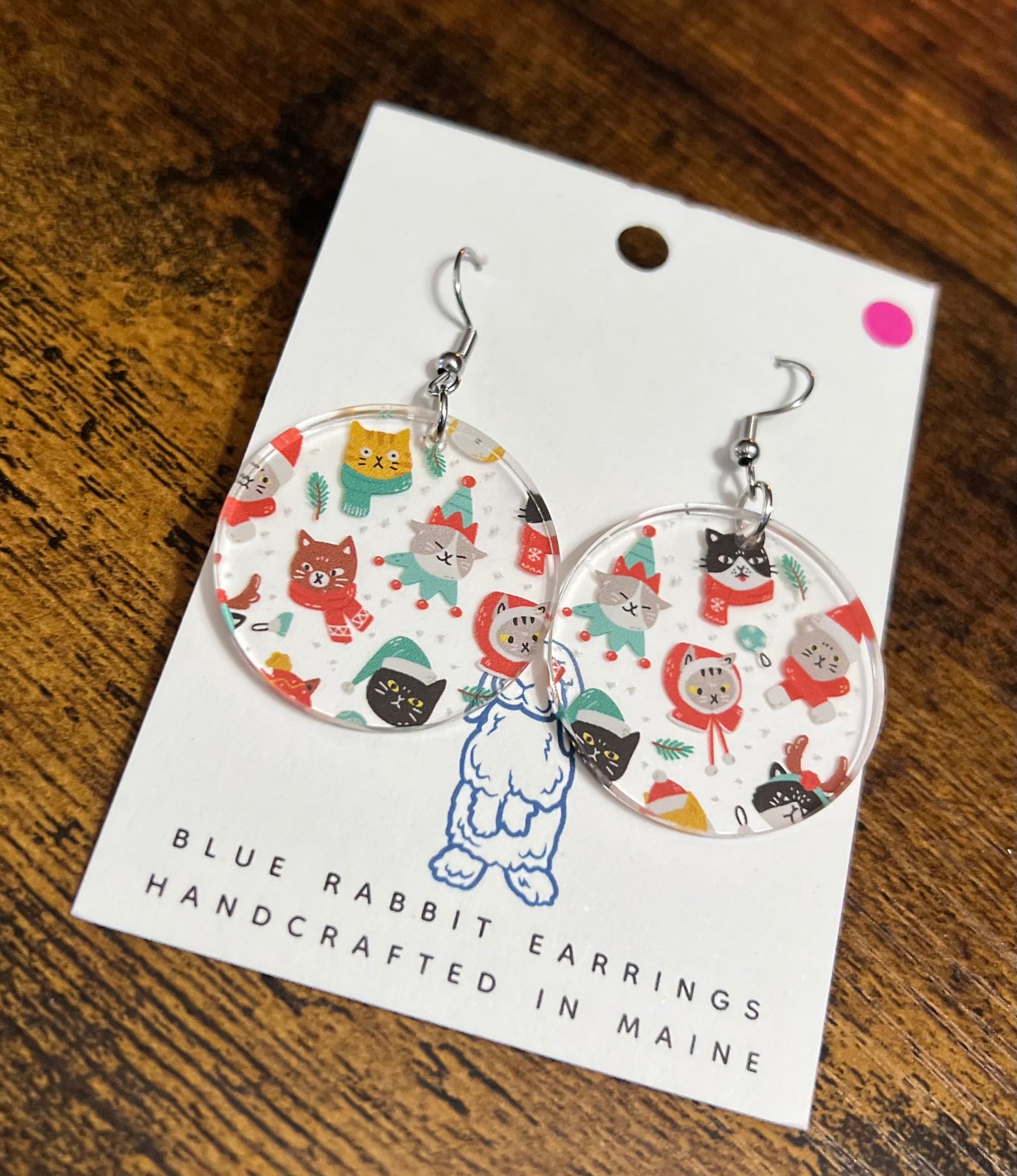 Acrylic Winter Cat Earrings