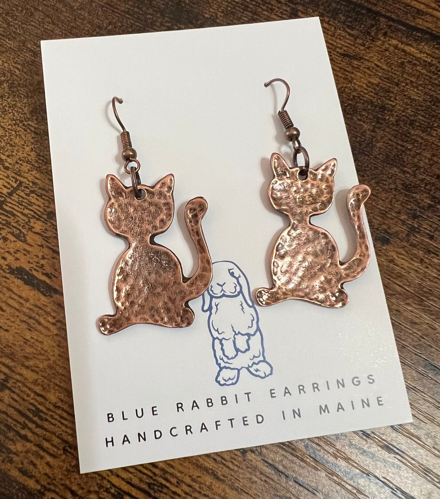 Antique Copper Cat Design Earrings