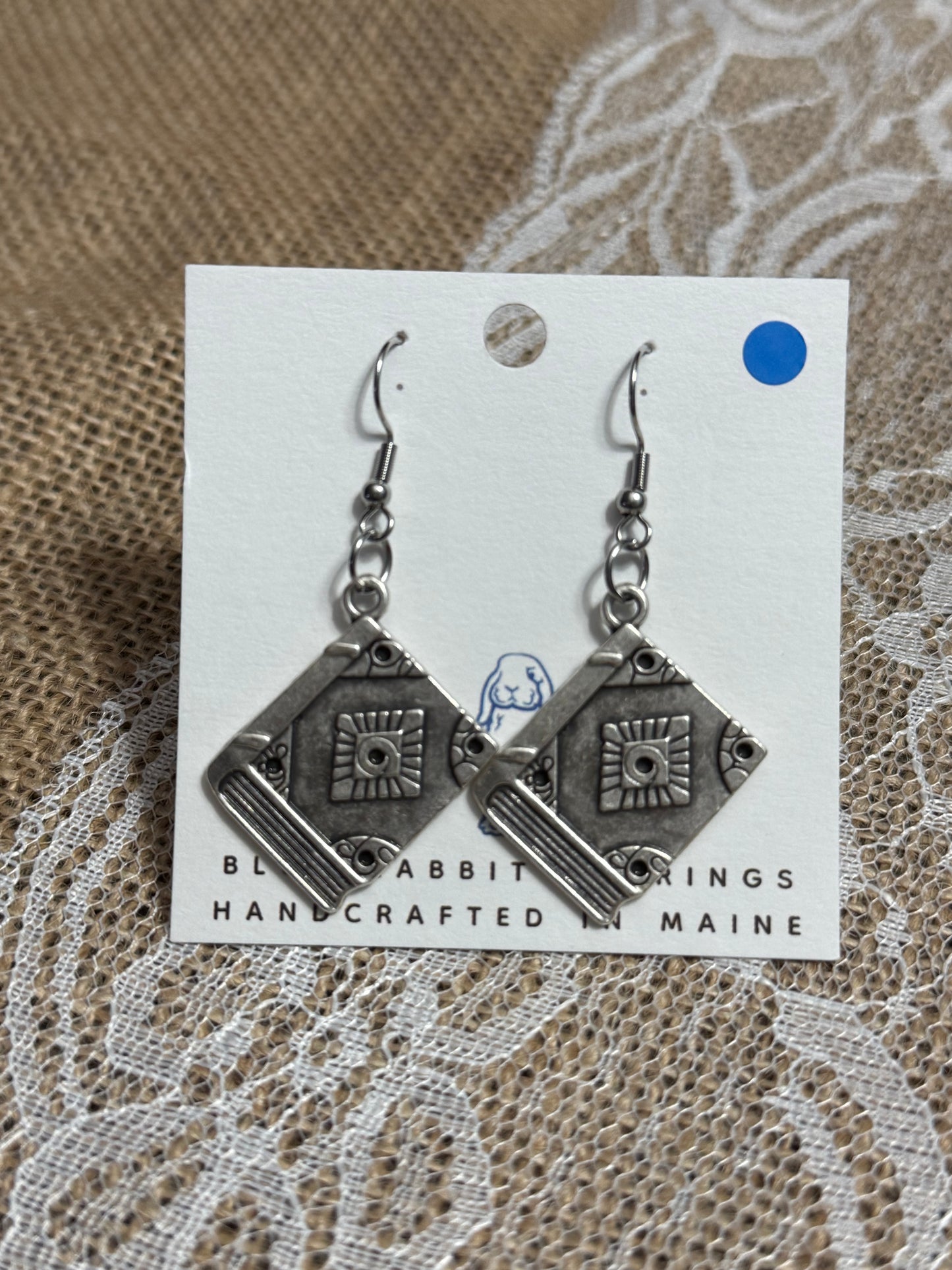 Antique Silver Book Earrings