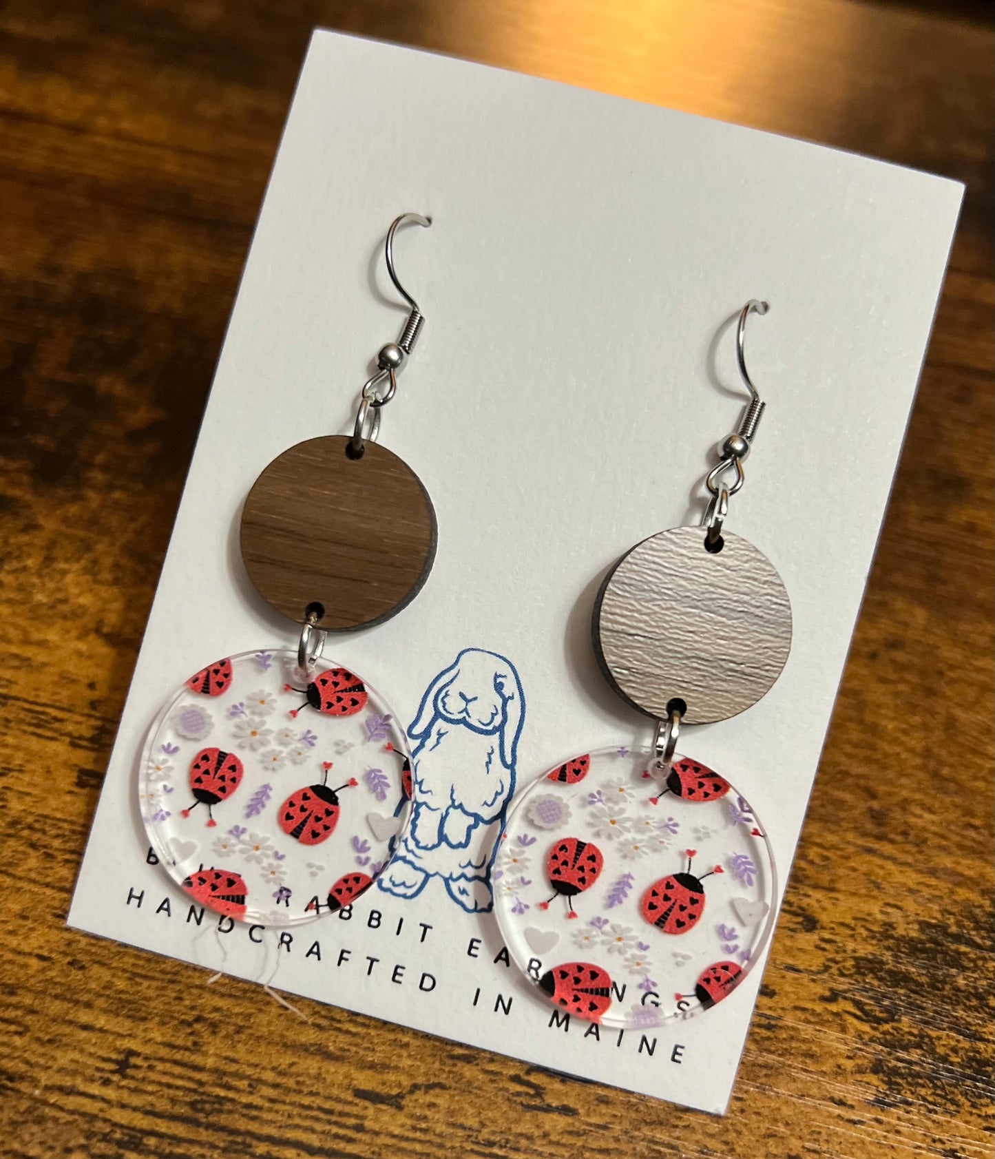 Acrylic Ladybug Earrings