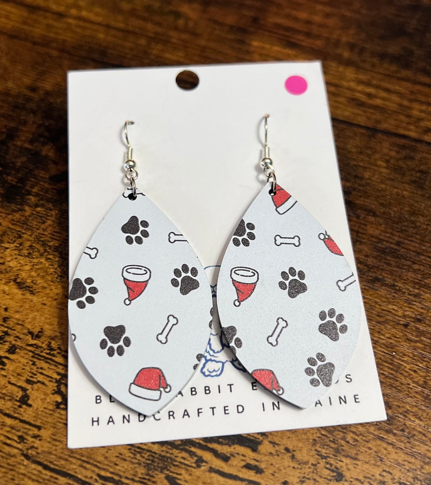 Acrylic Santa Paws Earrings