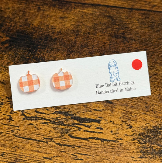 Acrylic Plaid Pumpkin Studs