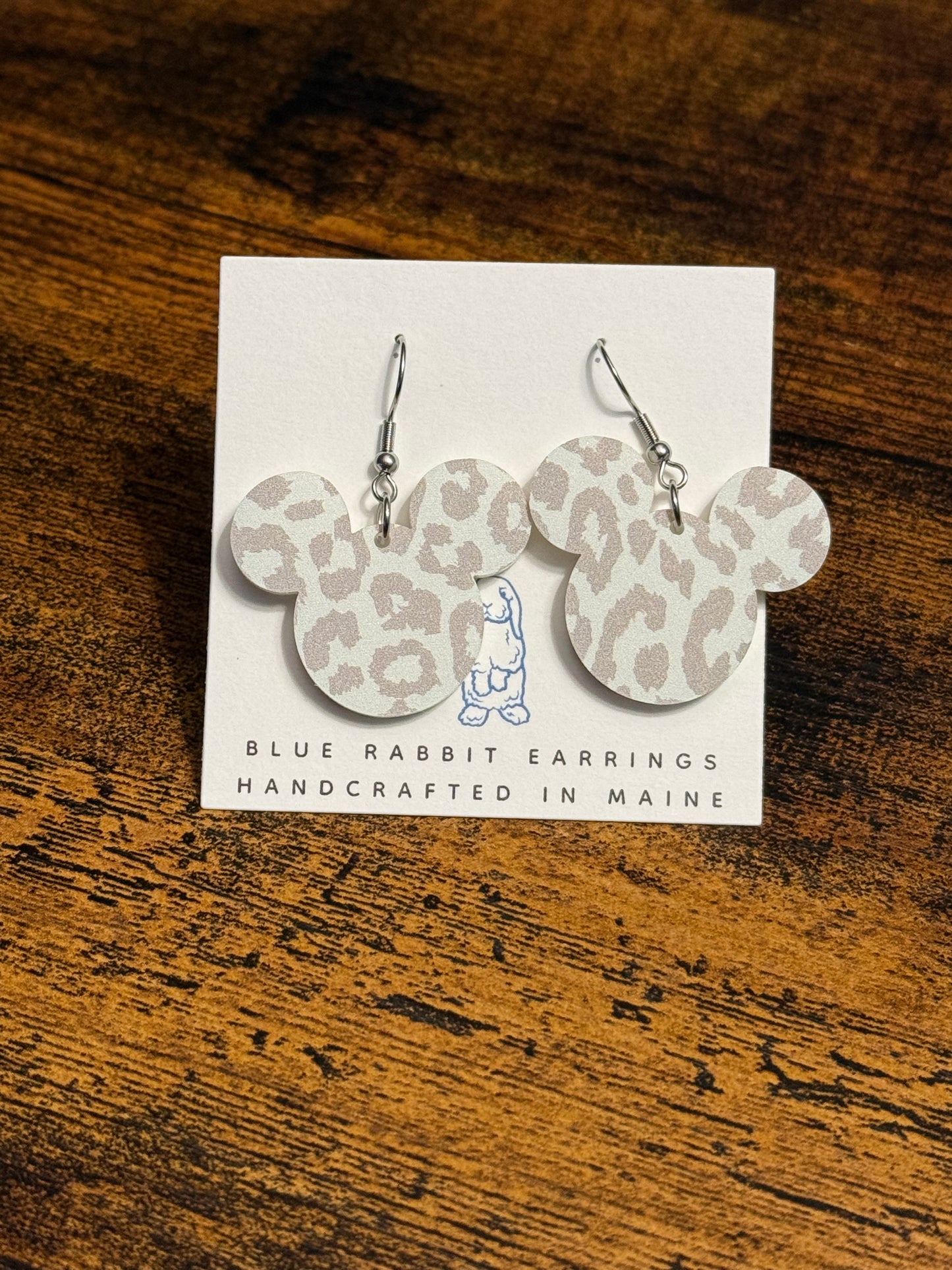 Acrylic Snow Leopard Mouse Earrings