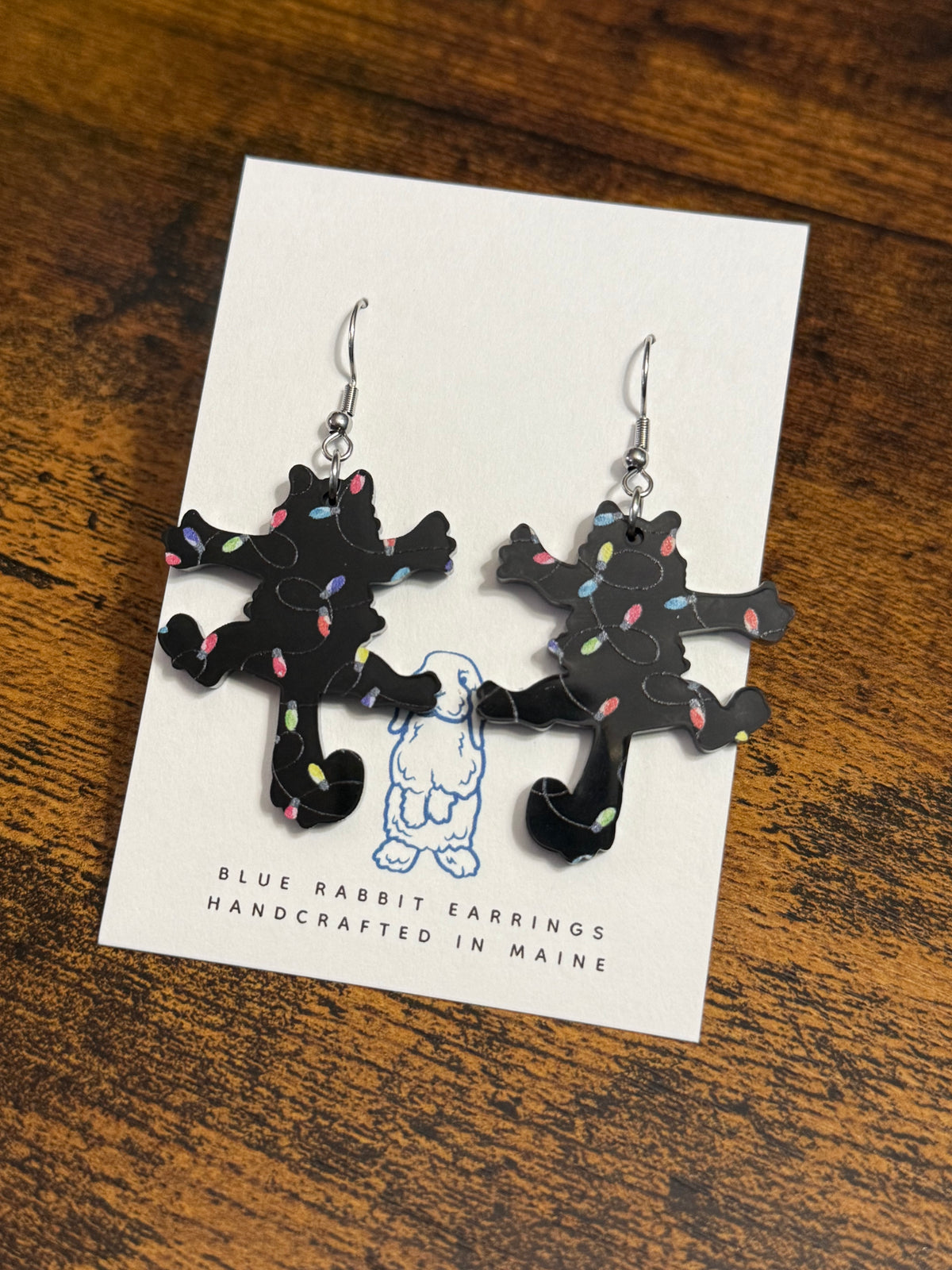 Acrylic Shocked Cat Christmas Earrings