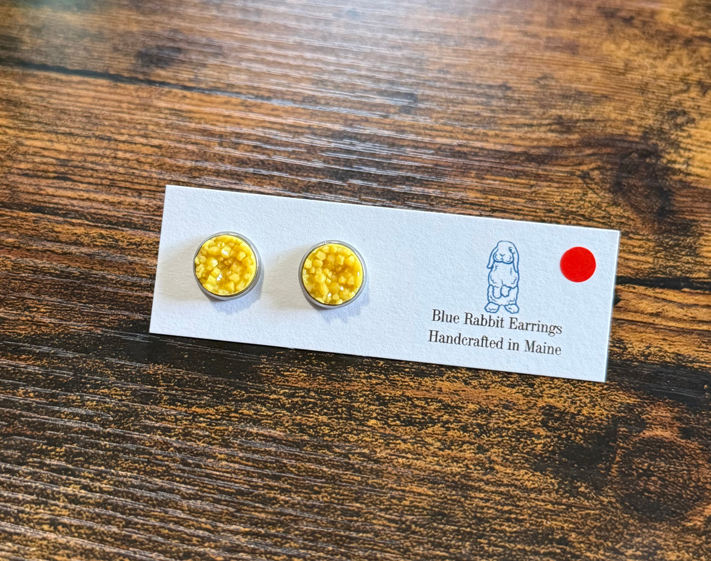 Yellow Druzy Studs 10mm