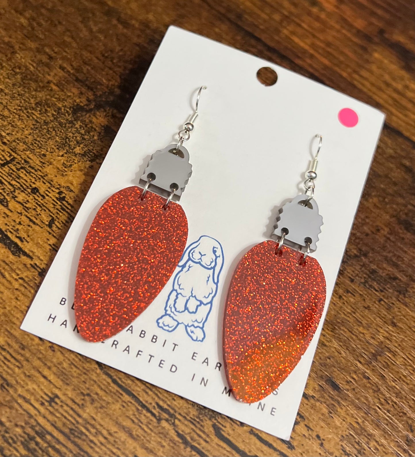 Red Litter Christmas Light Earrings