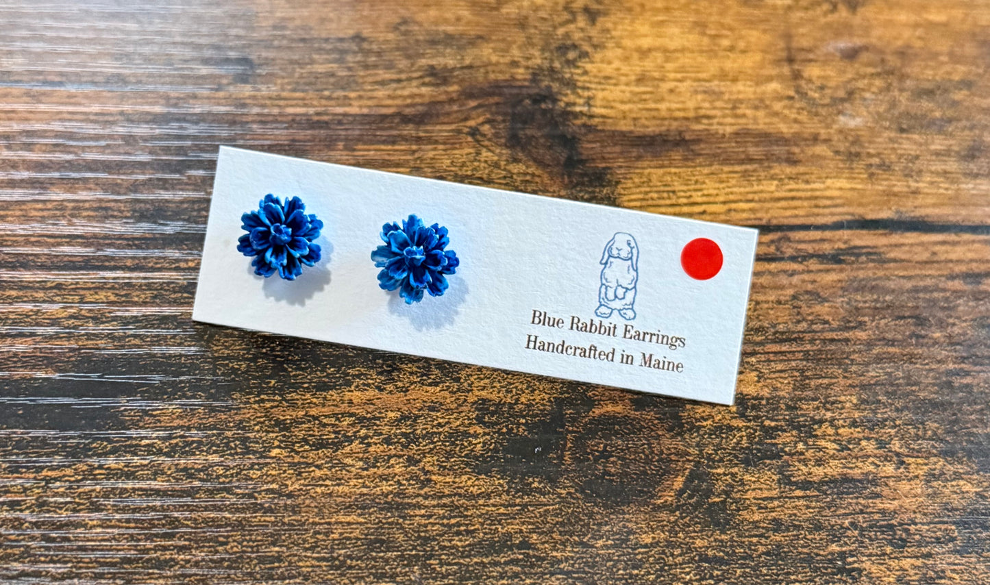 Blue Flower Studs 11mm