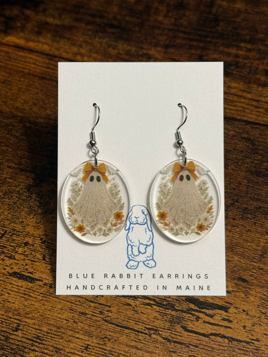 Acrylic Vintage Lace Ghost Earrings
