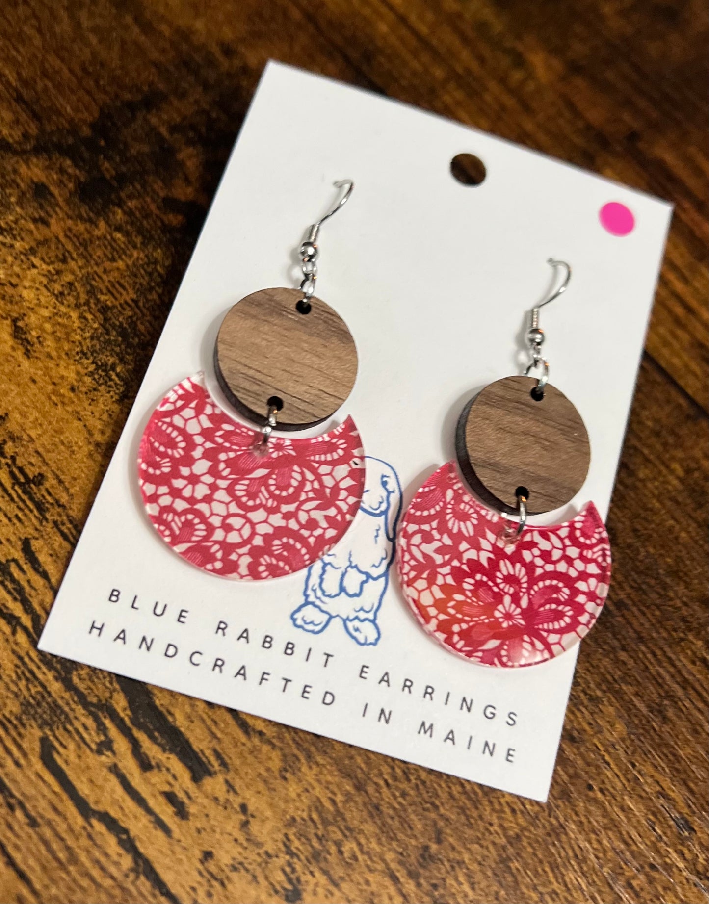 Acrylic Red Lace Earrings