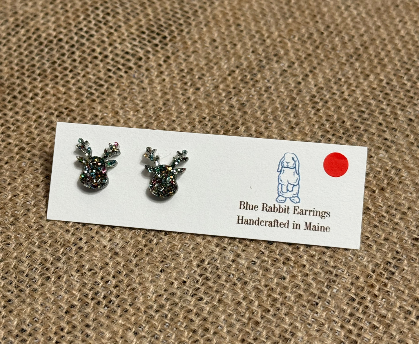 Acrylic Multi Color Reindeer Studs