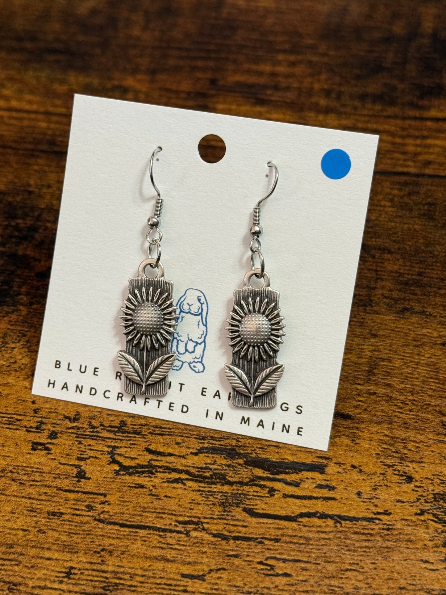 Antique Silver Sunflower Earrings