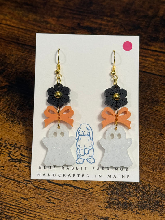 Acrylic Ghost & Flower Earrings