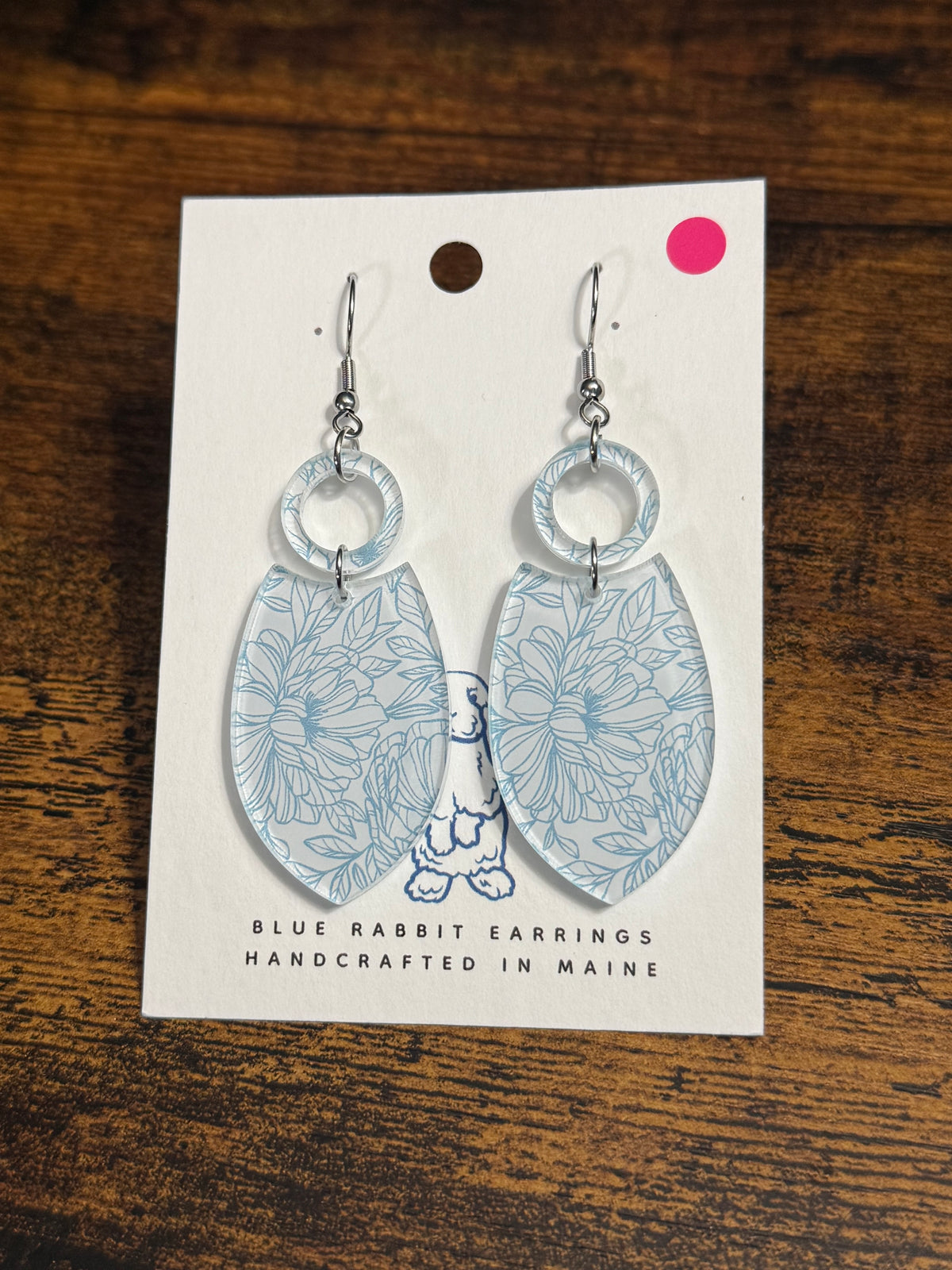 Acrylic Blue Floral Earrings