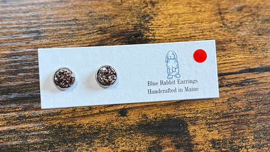 Metallic Rose Gold Druzy Studs 8mm